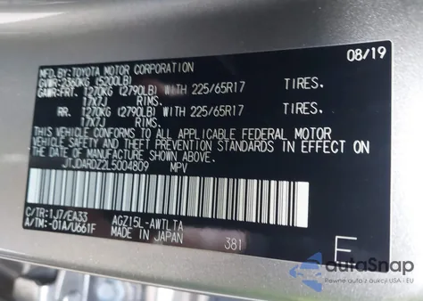 2020 Lexus Nx 300 z USA, uszkodzony, nr VIN JTJDARDZ2L5004809